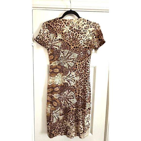 ROBERTO CAVALLI Leopard Floral Animal Snake Print Dress Gold Python Hardware - M - Picture 10 of 11